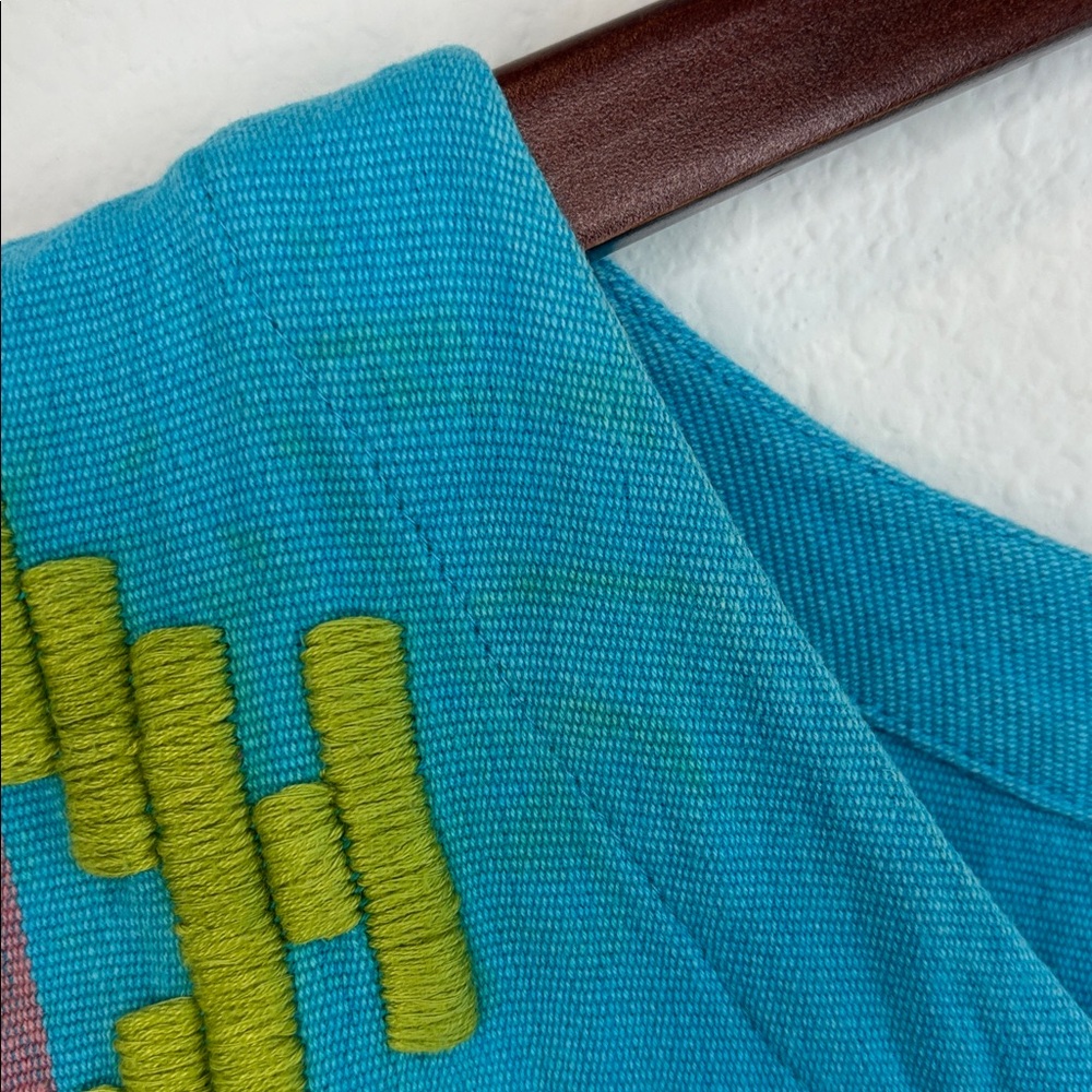 Uncle Frank Pink and Lime Striped Mini Dress with Blue Stitching - Picture 4 of 11